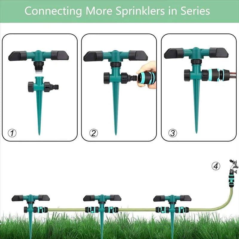 Garden Sprinkler Set 360 Degree Rotation Adjustable Nozzles Quick-Connect
