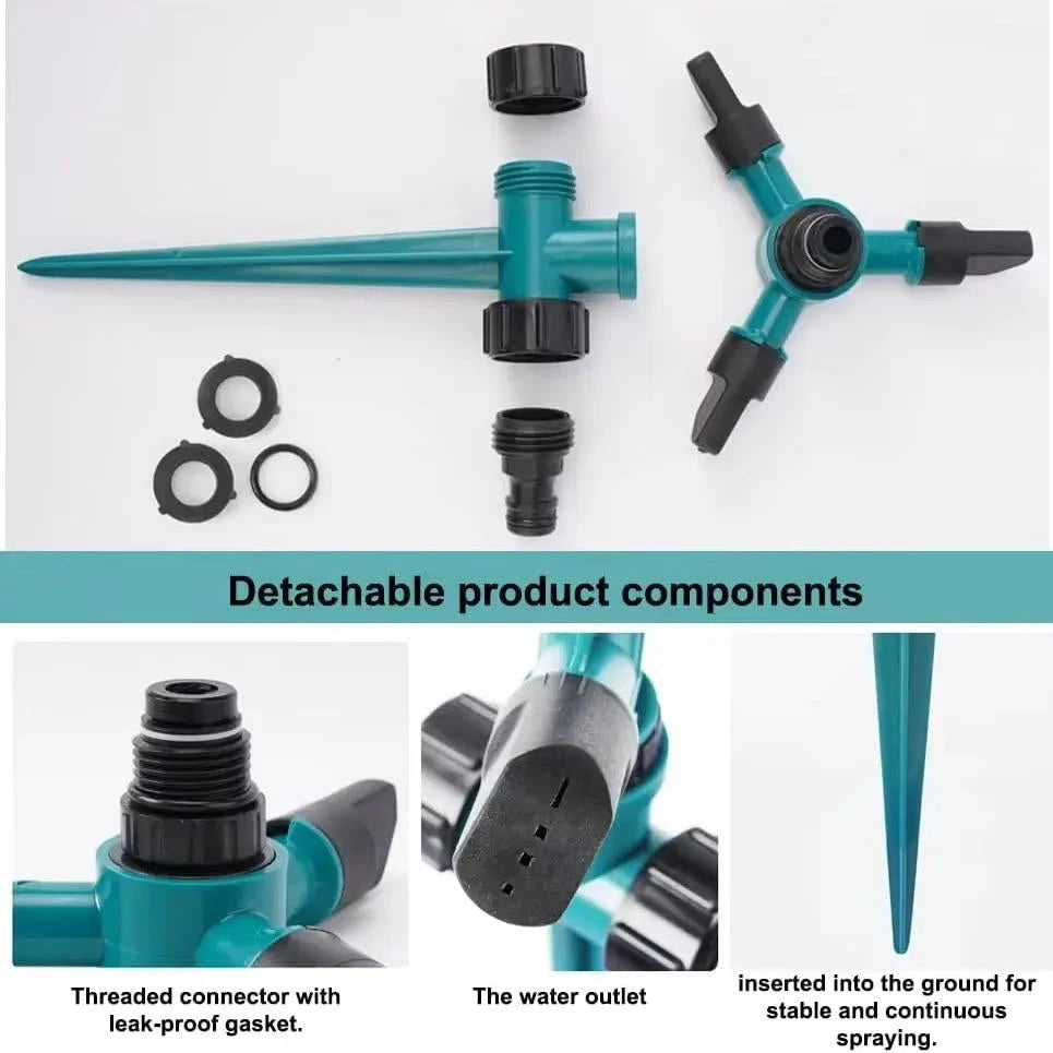 Garden Sprinkler Set 360 Degree Rotation Adjustable Nozzles Quick-Connect