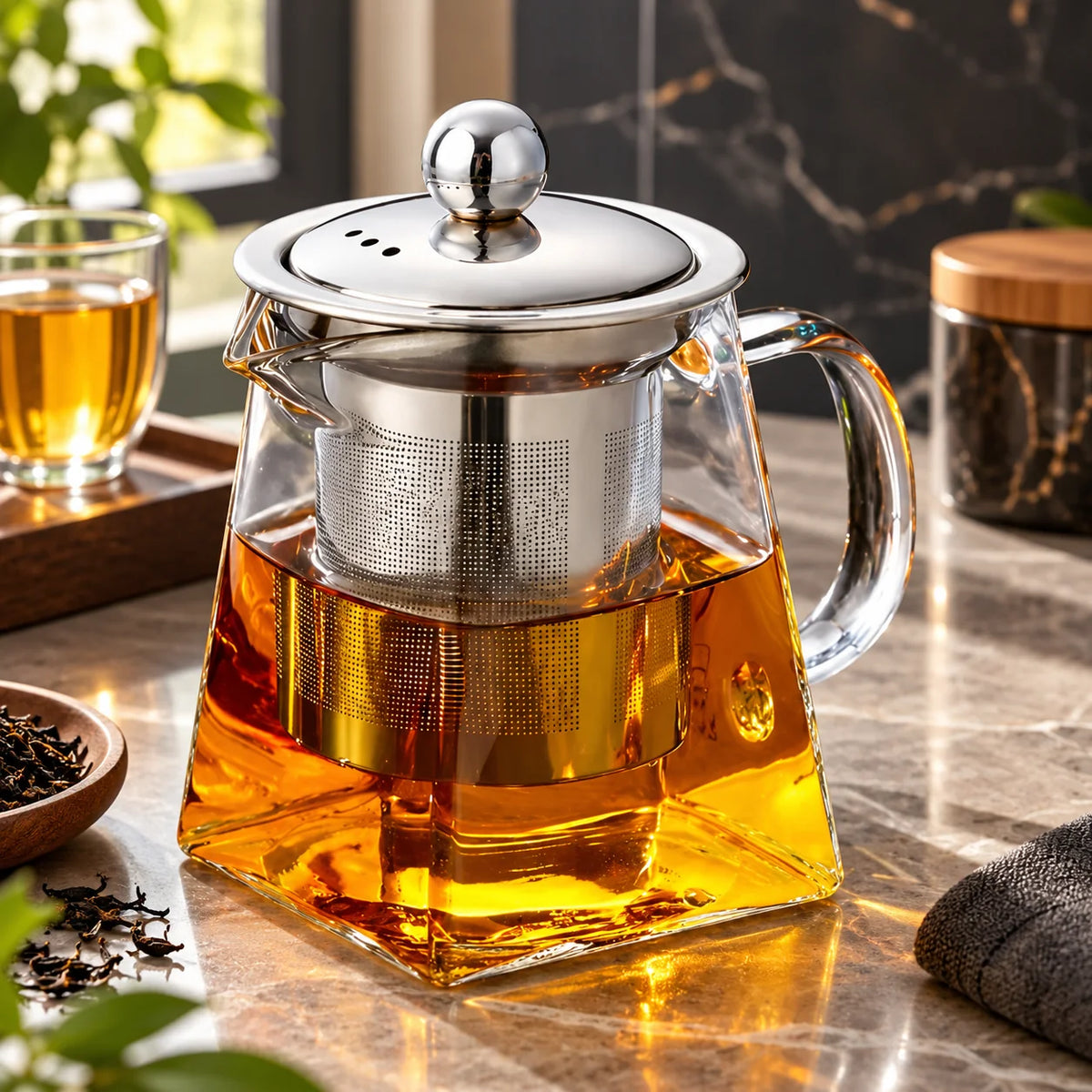 Glass Teapot Borosilicate Glass & Stainless Steel Infuser