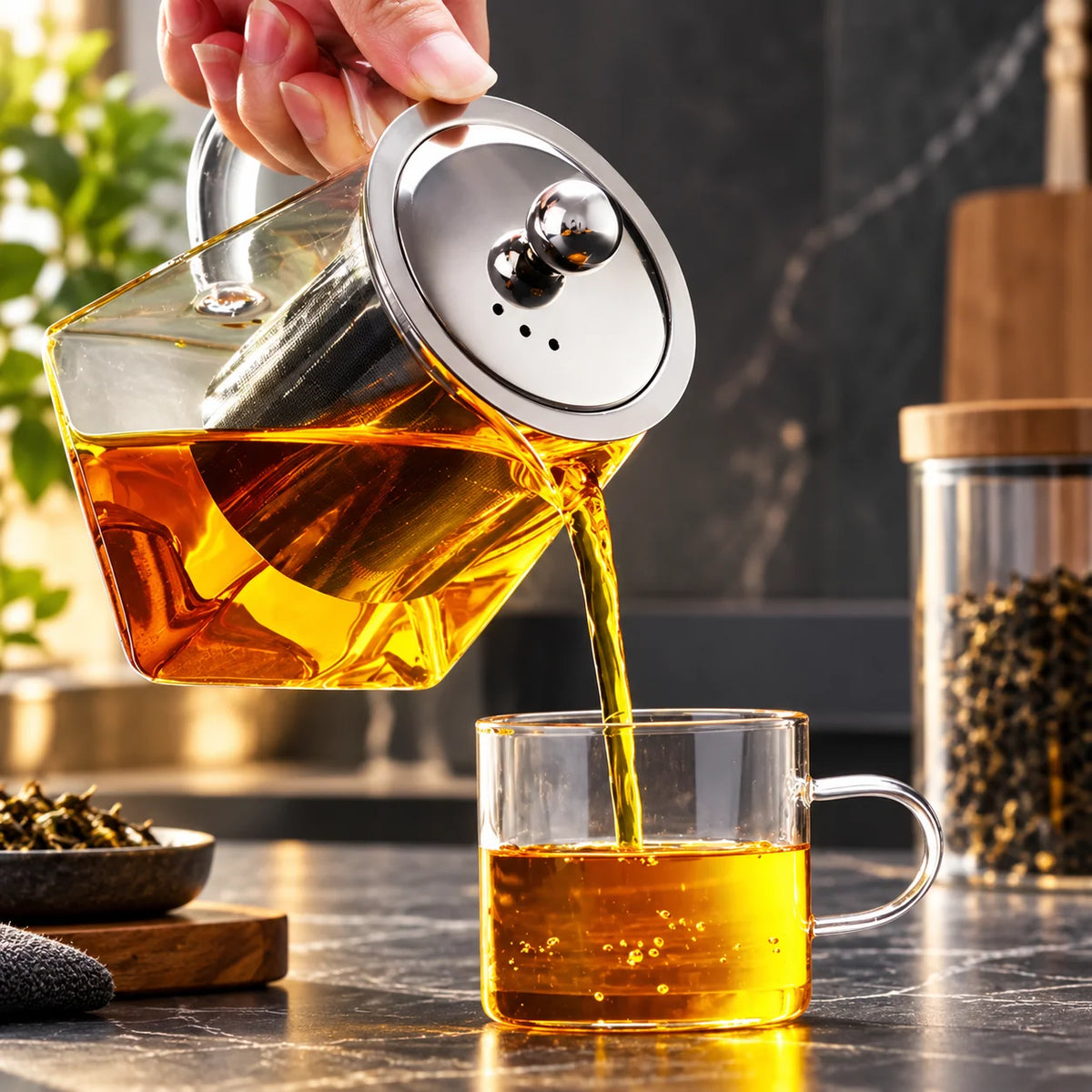 Glass Teapot Borosilicate Glass & Stainless Steel Infuser