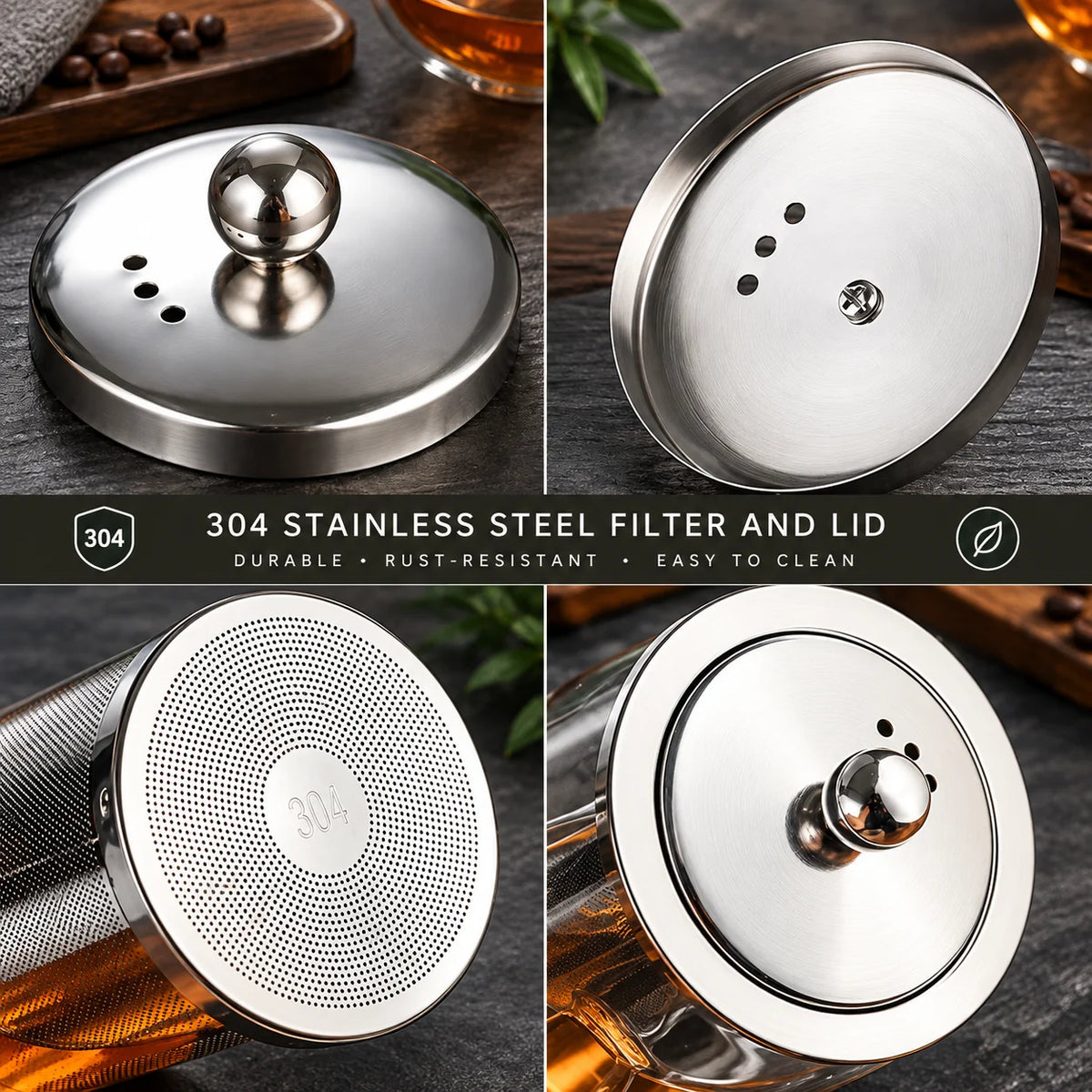 Glass Teapot Borosilicate Glass & Stainless Steel Infuser