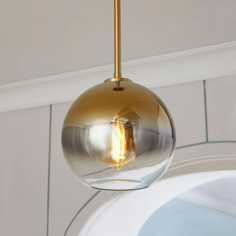 Globe Pendant Light Brass & Clear Glass Adjustable Length