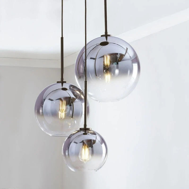 Globe Pendant Light Brass & Clear Glass Adjustable Length