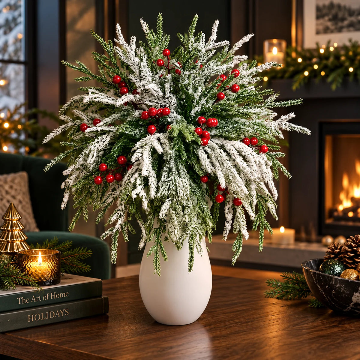 Greenery Stems Norfolk Pine & Red Berry 20 Pack