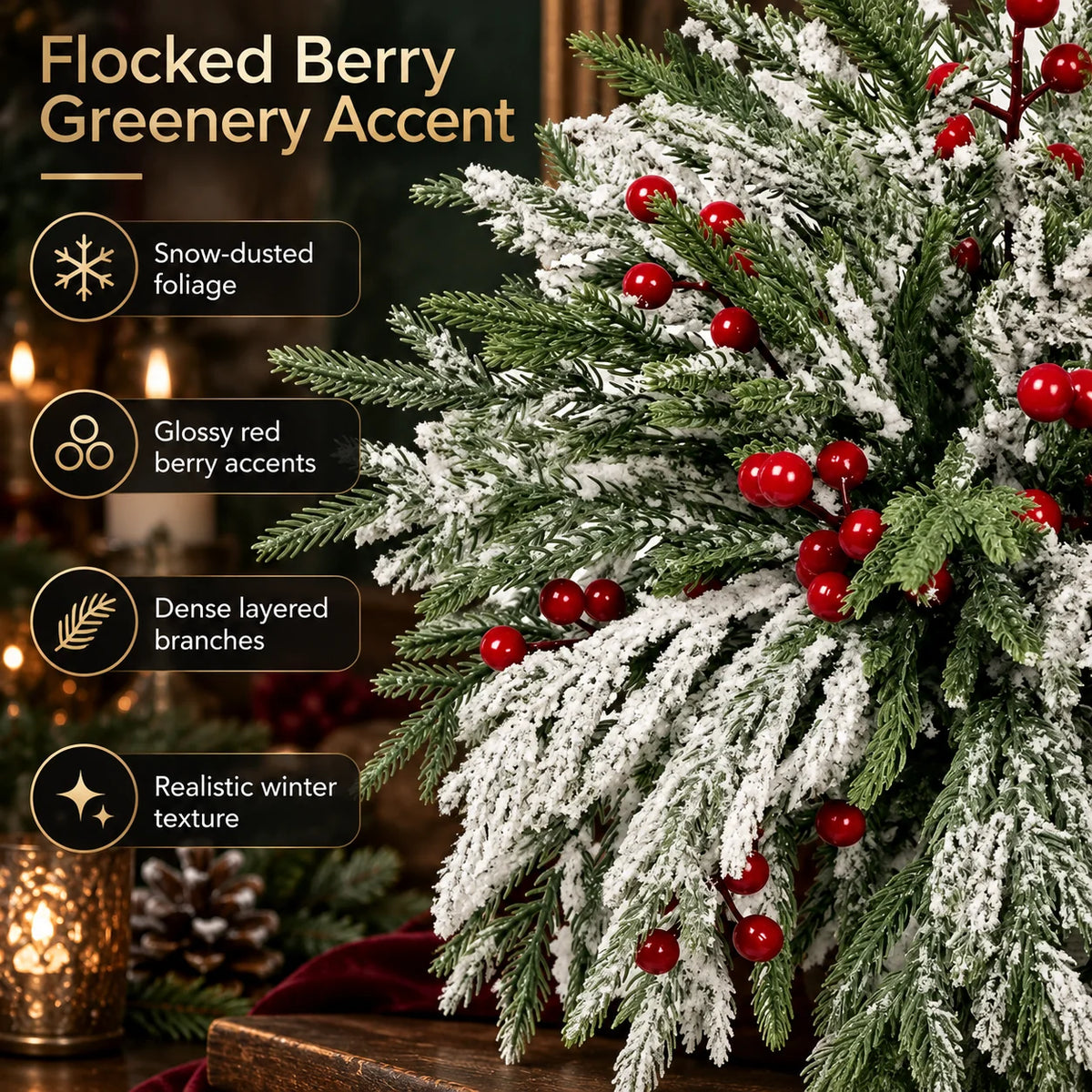 Greenery Stems Norfolk Pine & Red Berry 20 Pack