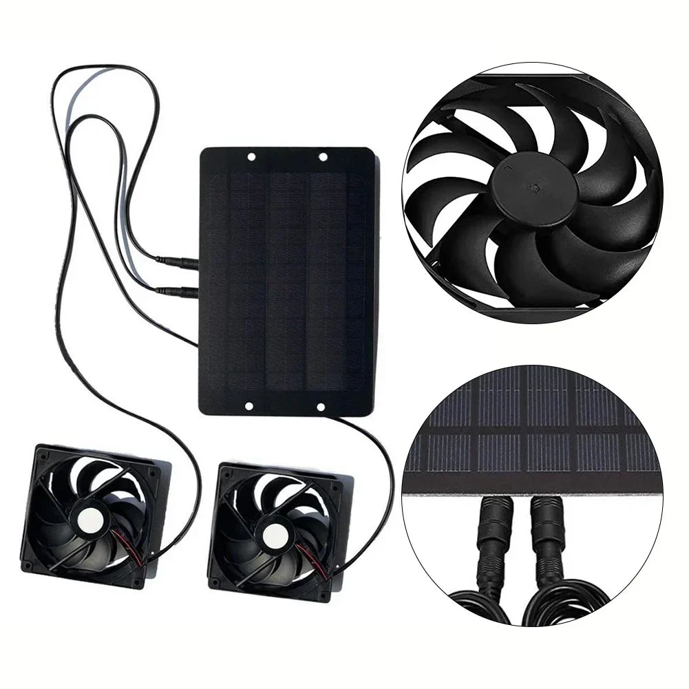 Greenhouse Ventilator Solar-Powered Dual Fans Weatherproof
