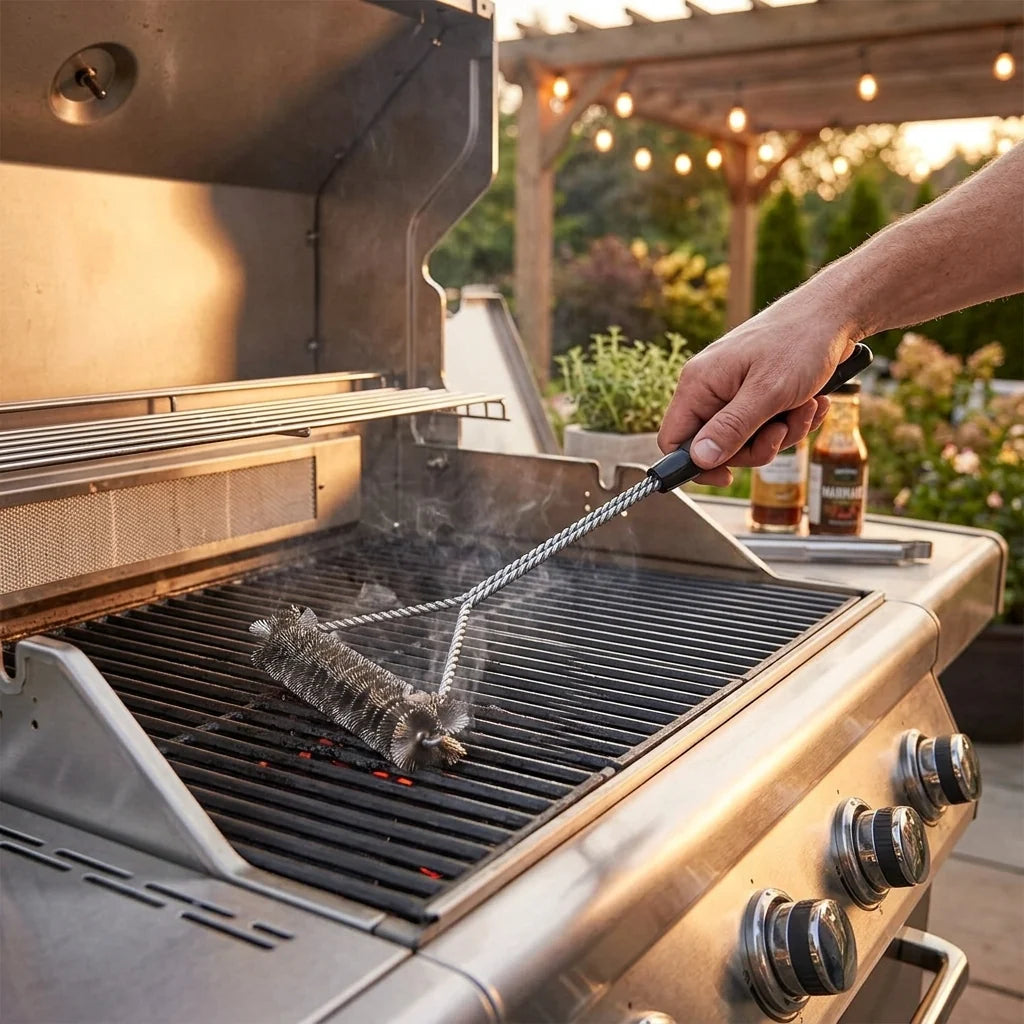 Grill Brush Stainless Steel Bristles & Ergonomic Handle