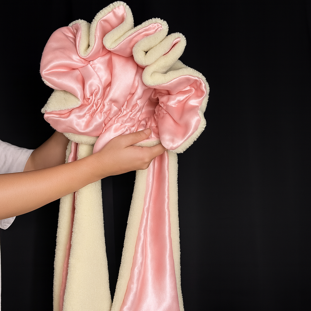 Hair Bonnet Satin-Lined & Plush Sherpa