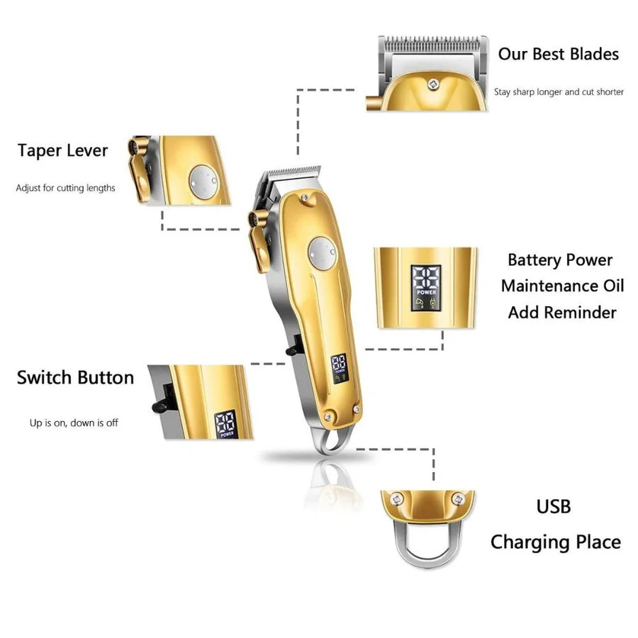 Hair Clipper Set Cordless USB Rechargeable Ceramic Blades