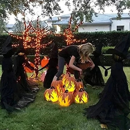 Halloween Witch Stake Lighted Sound-Responsive Battery-Powered