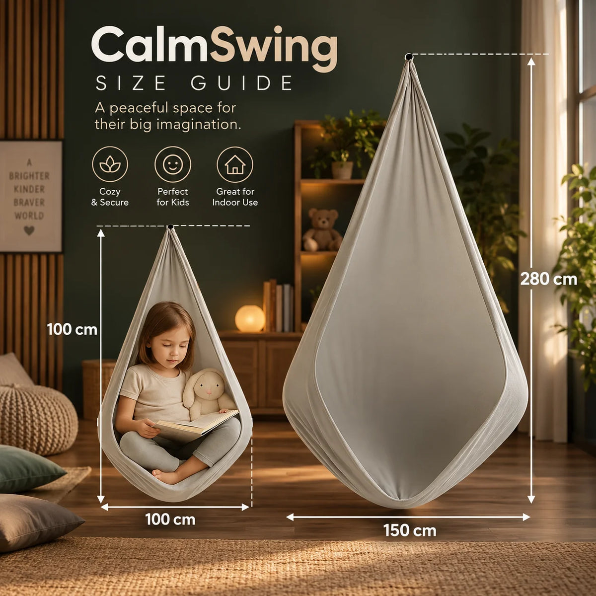 Hammock Swing Indoor Outdoor Cocoon Fabric 440 lb Capacity