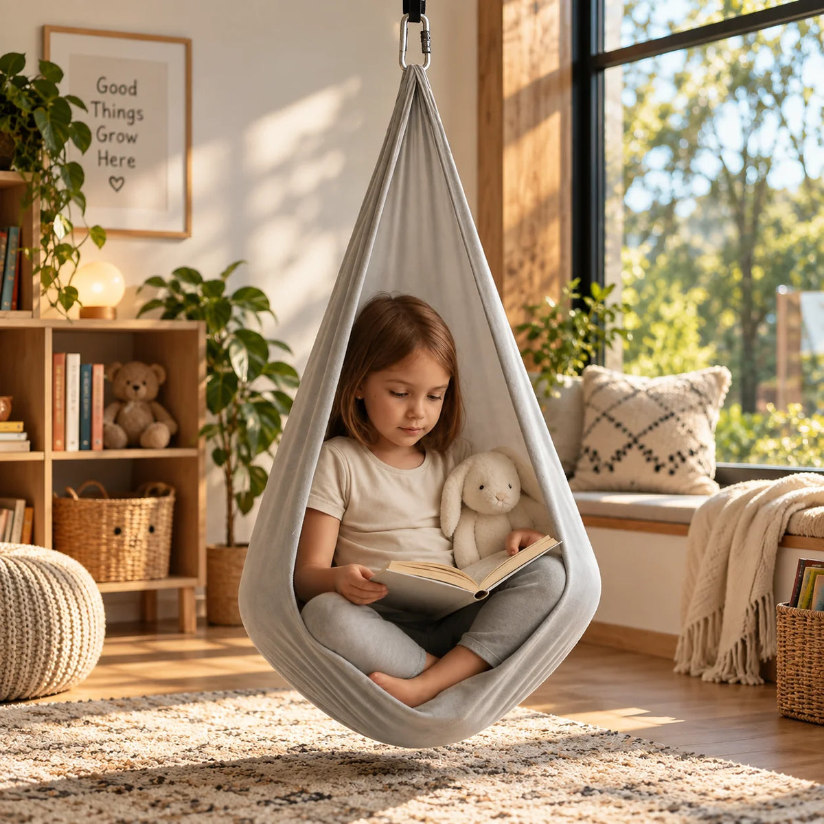 Hammock Swing Indoor Outdoor Cocoon Fabric 440 lb Capacity