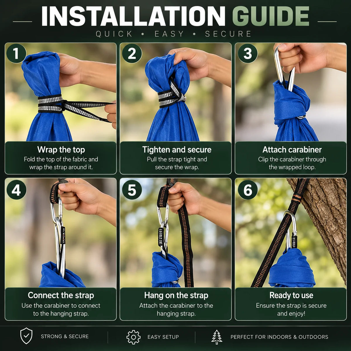 Hammock Swing Indoor Outdoor Cocoon Fabric 440 lb Capacity