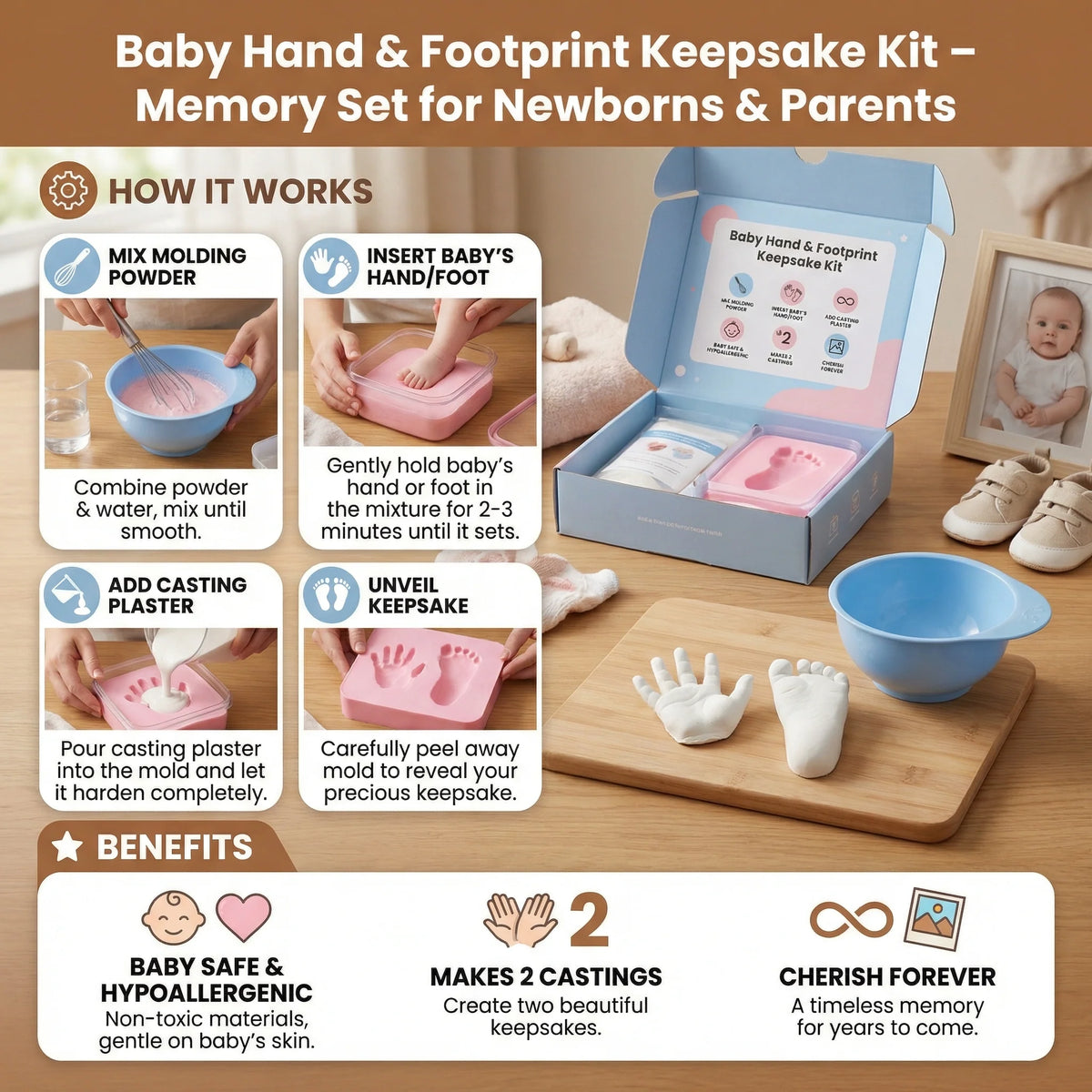 Hand And Footprint Kit Skin-Safe Ink Multiple Prints