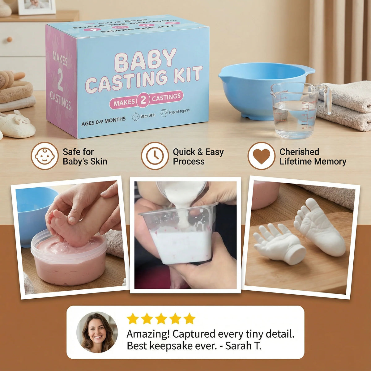 Hand And Footprint Kit Skin-Safe Ink Multiple Prints