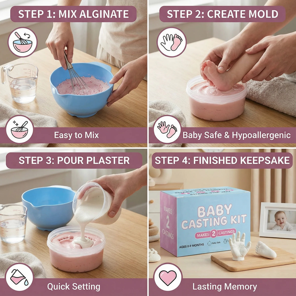 Hand And Footprint Kit Skin-Safe Ink Multiple Prints
