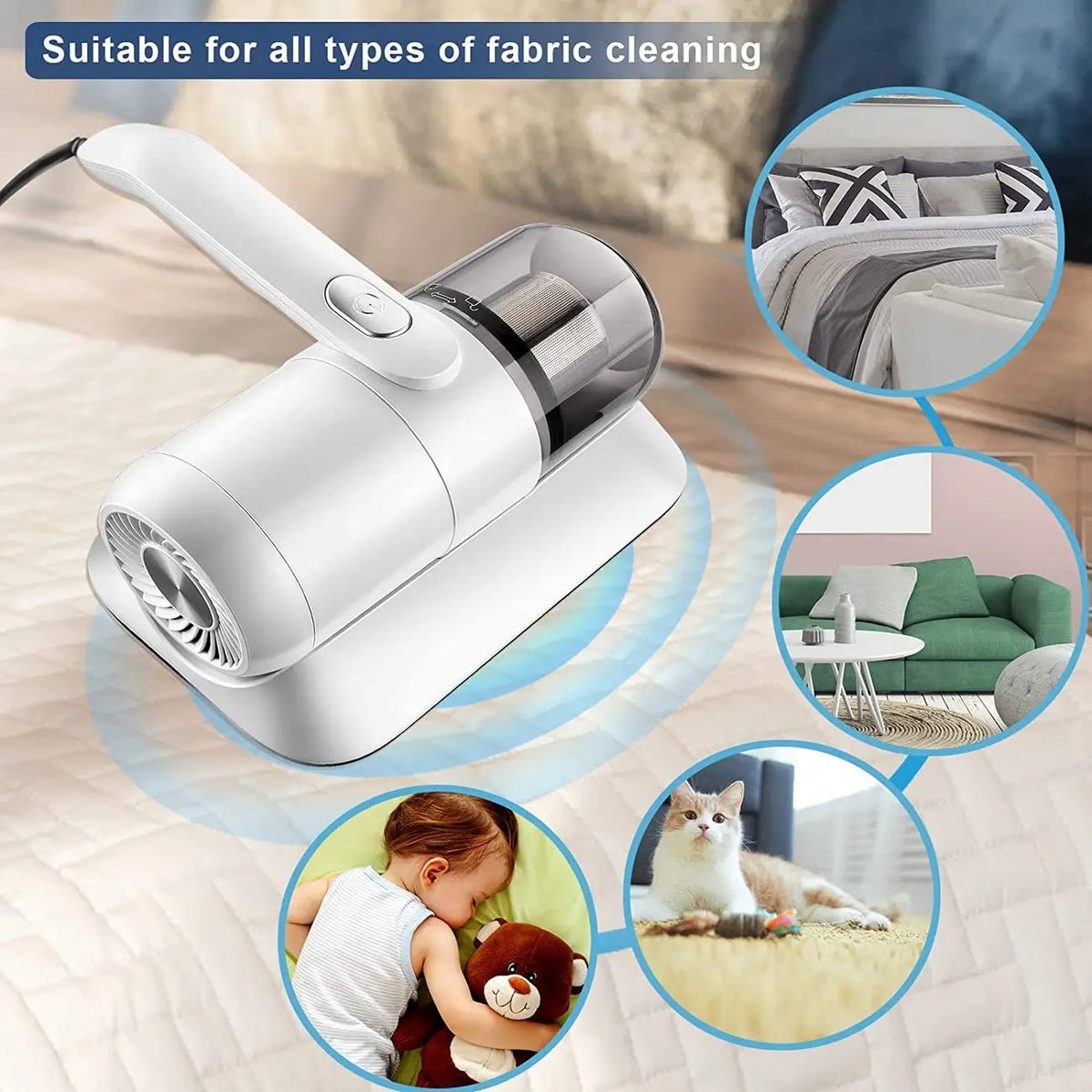 Handheld Fabric Vacuum Cordless HEPA Mite Removal