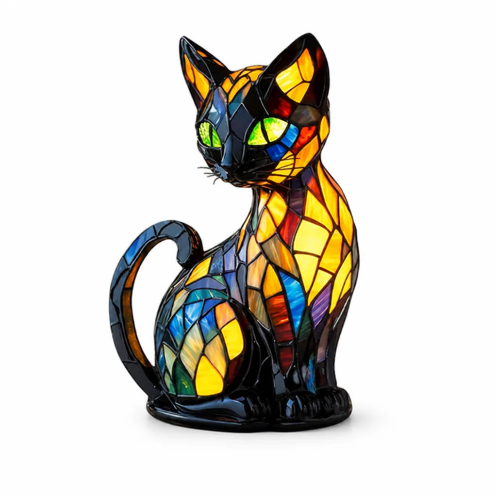 Handmade Sculptural Cat Table Lamp (Warm Ambient Light)