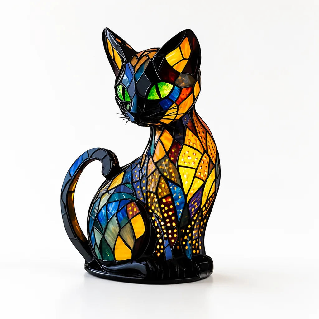 Handmade Sculptural Cat Table Lamp (Warm Ambient Light)