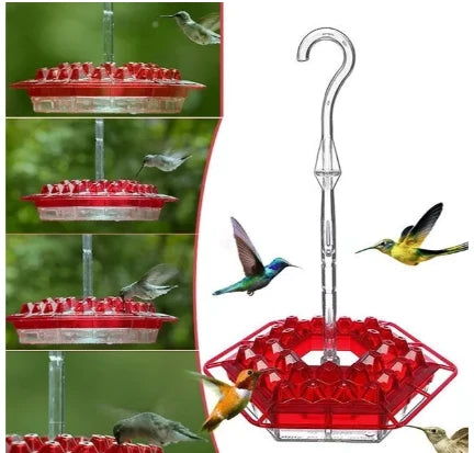 Hanging Hummingbird Feeder Bee-Resistant 30 Feeding Ports Dishwasher-Safe