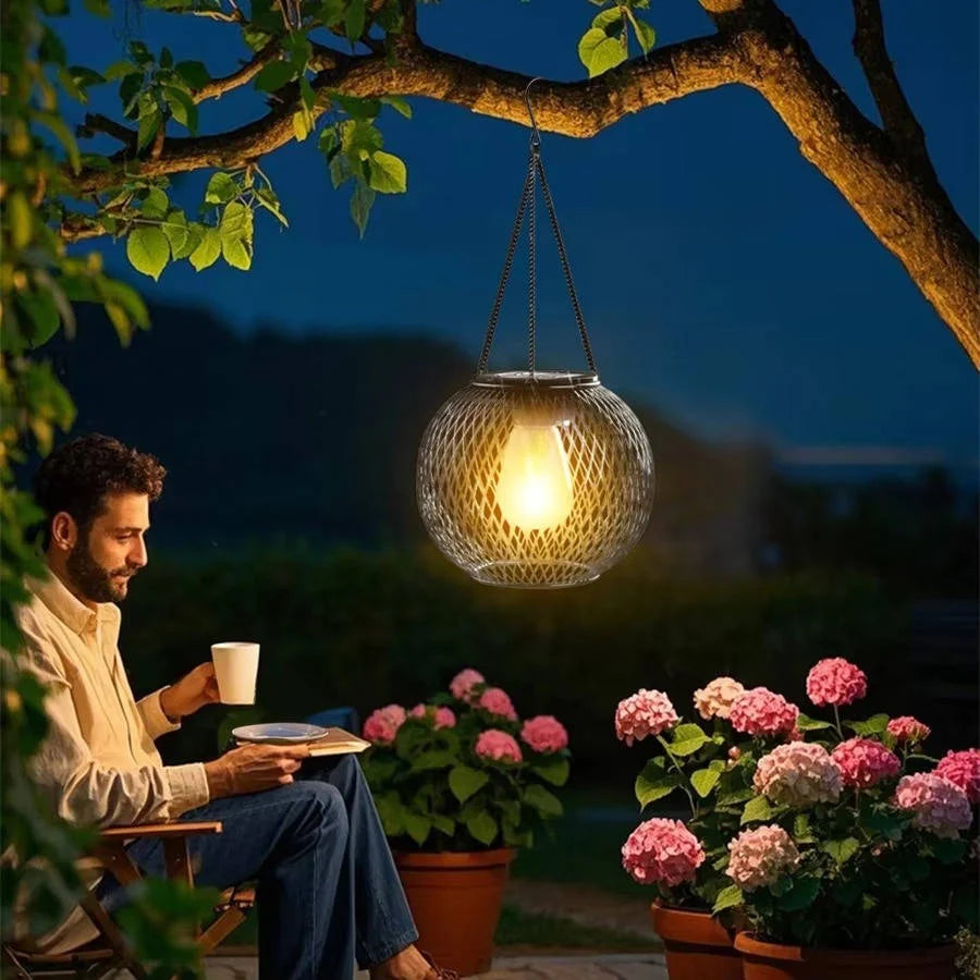 Hanging Lantern Solar Automatic Light Sensor 14-Hour Runtime