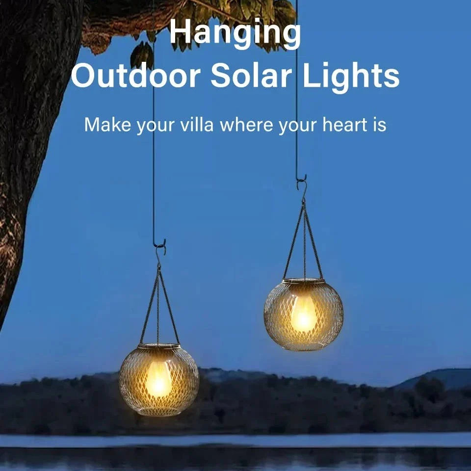Hanging Lantern Solar Automatic Light Sensor 14-Hour Runtime
