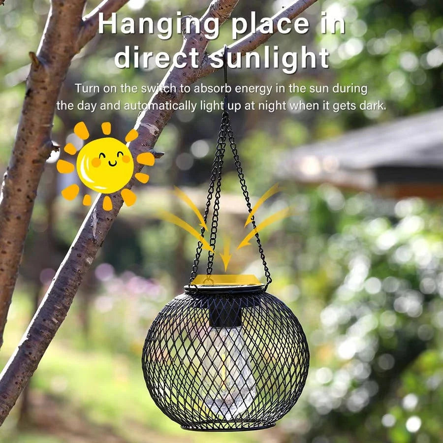 Hanging Lantern Solar Automatic Light Sensor 14-Hour Runtime