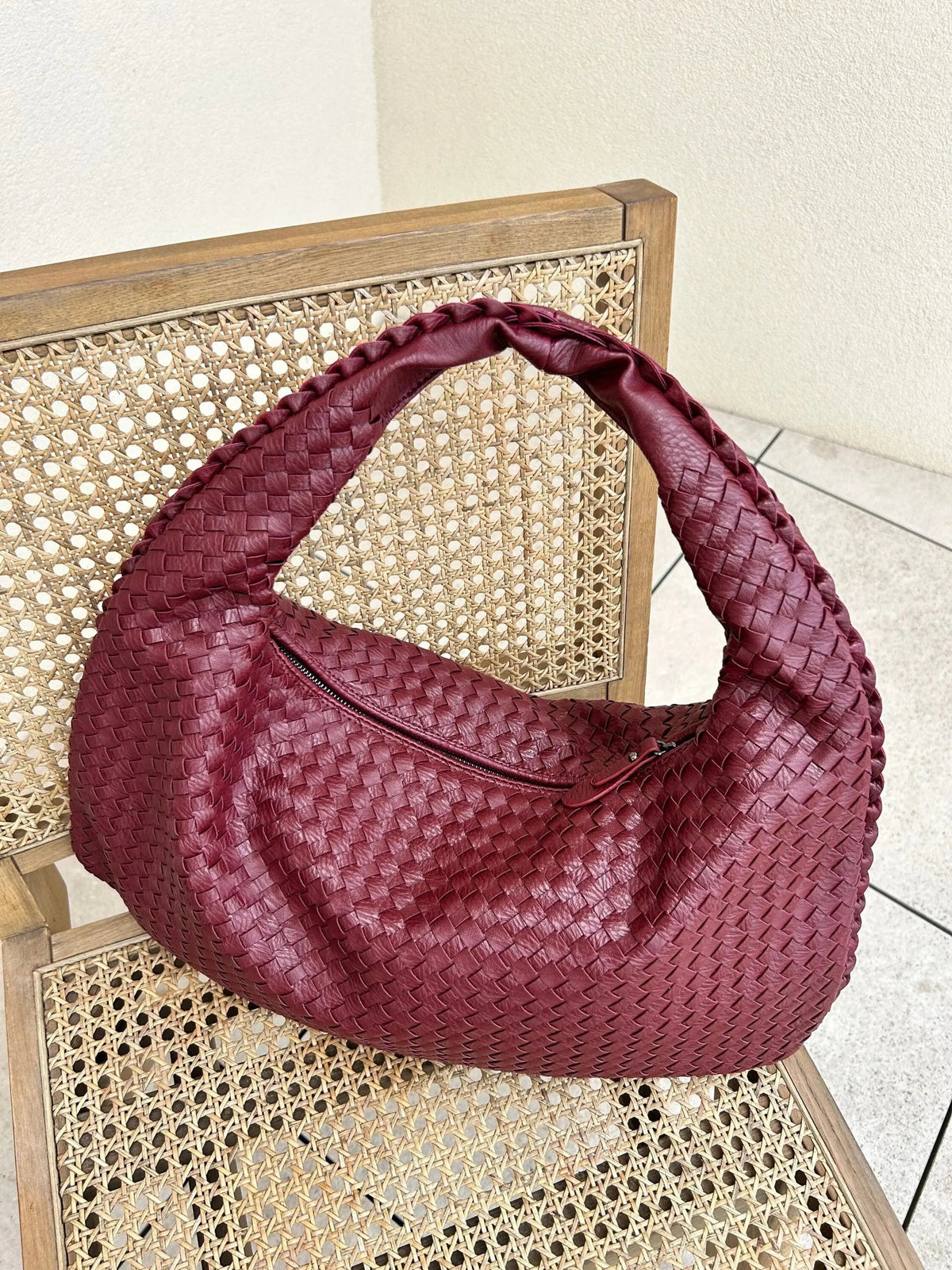 Hobo Bag Hand Braided Leather Padded Strap