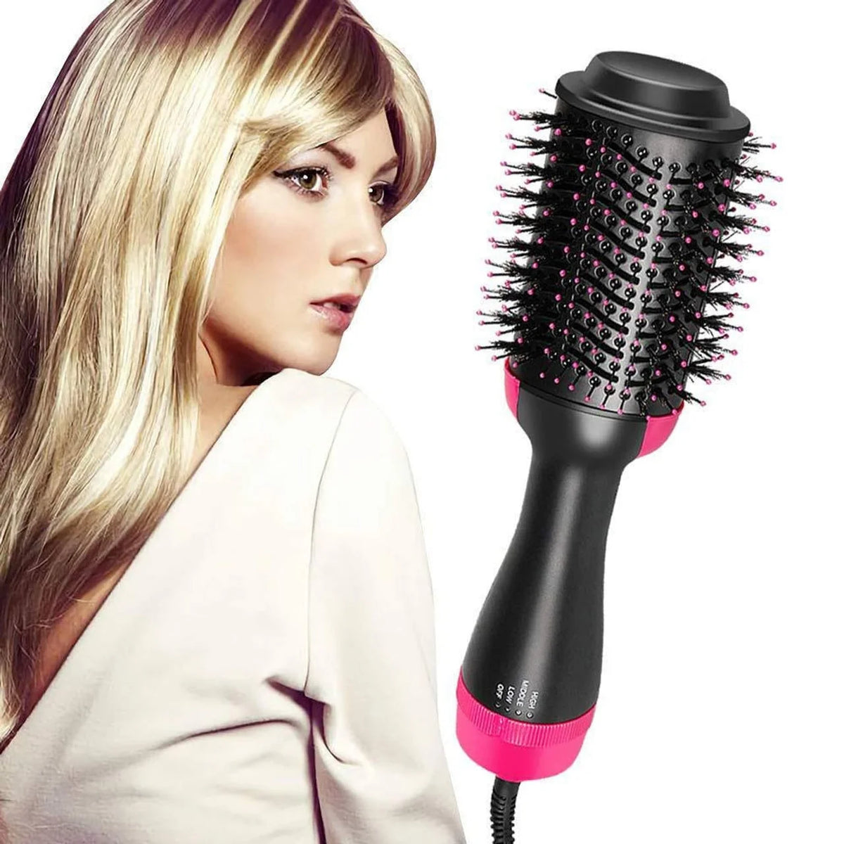 Hot Air Brush Ceramic Oval Barrel 4 Heat Settings