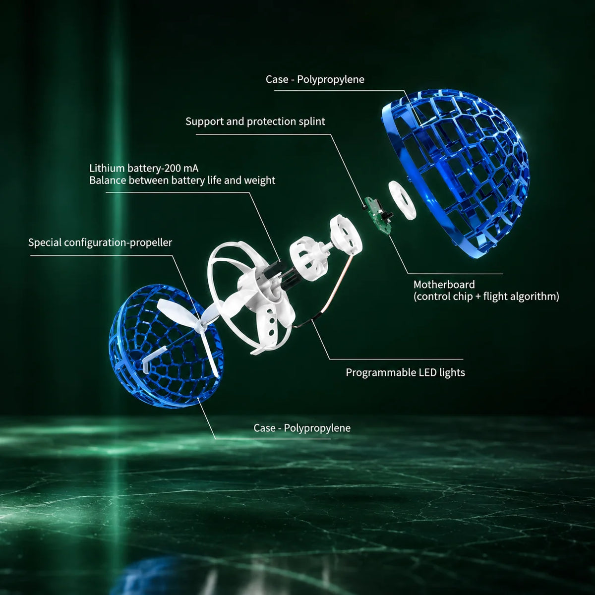 Hover Ball Toy Motorized LED Impact-Resistant