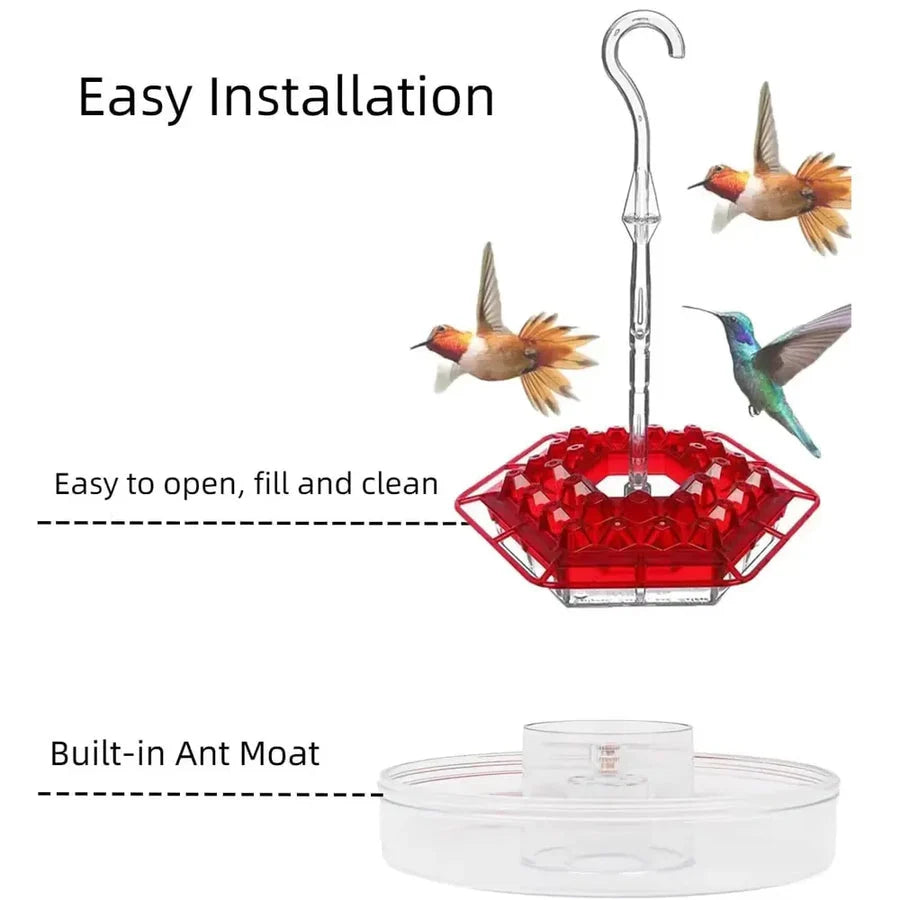Hummingbird Feeder Built-In Ant Moat Leak-Proof 30 Feeding Ports