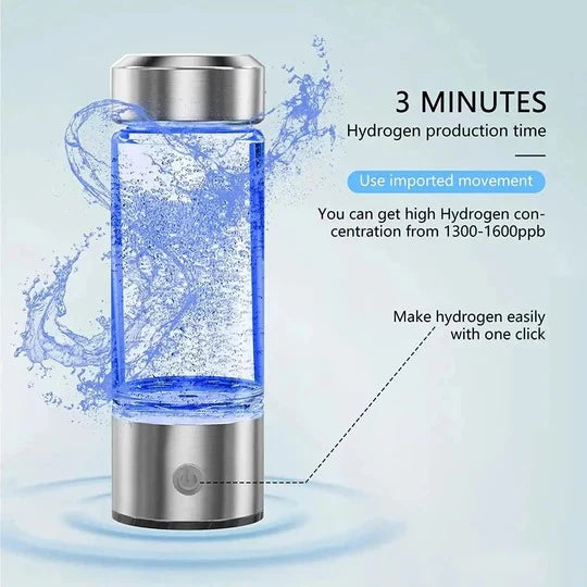 Hydrogen Water Bottle Built In Electrolysis USB Rechargeable 10.1 Oz