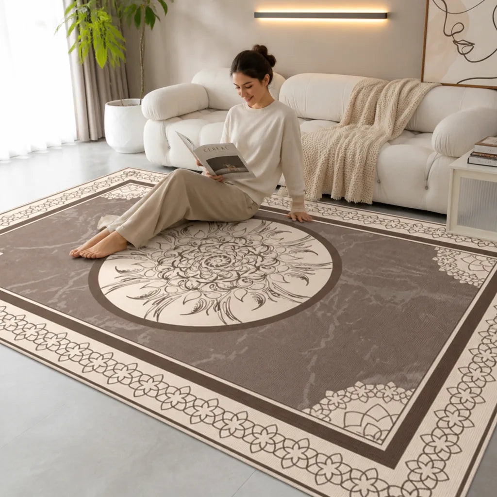 Indoor Area Rug Floral Low-Pile Non-Slip Backing