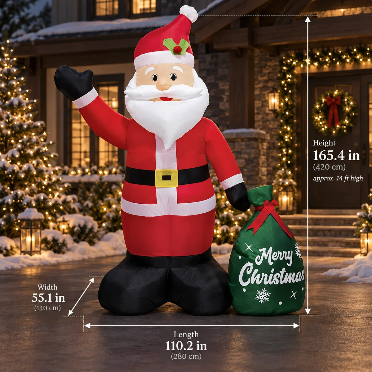 Inflatable Santa 14 Ft LED Waterproof