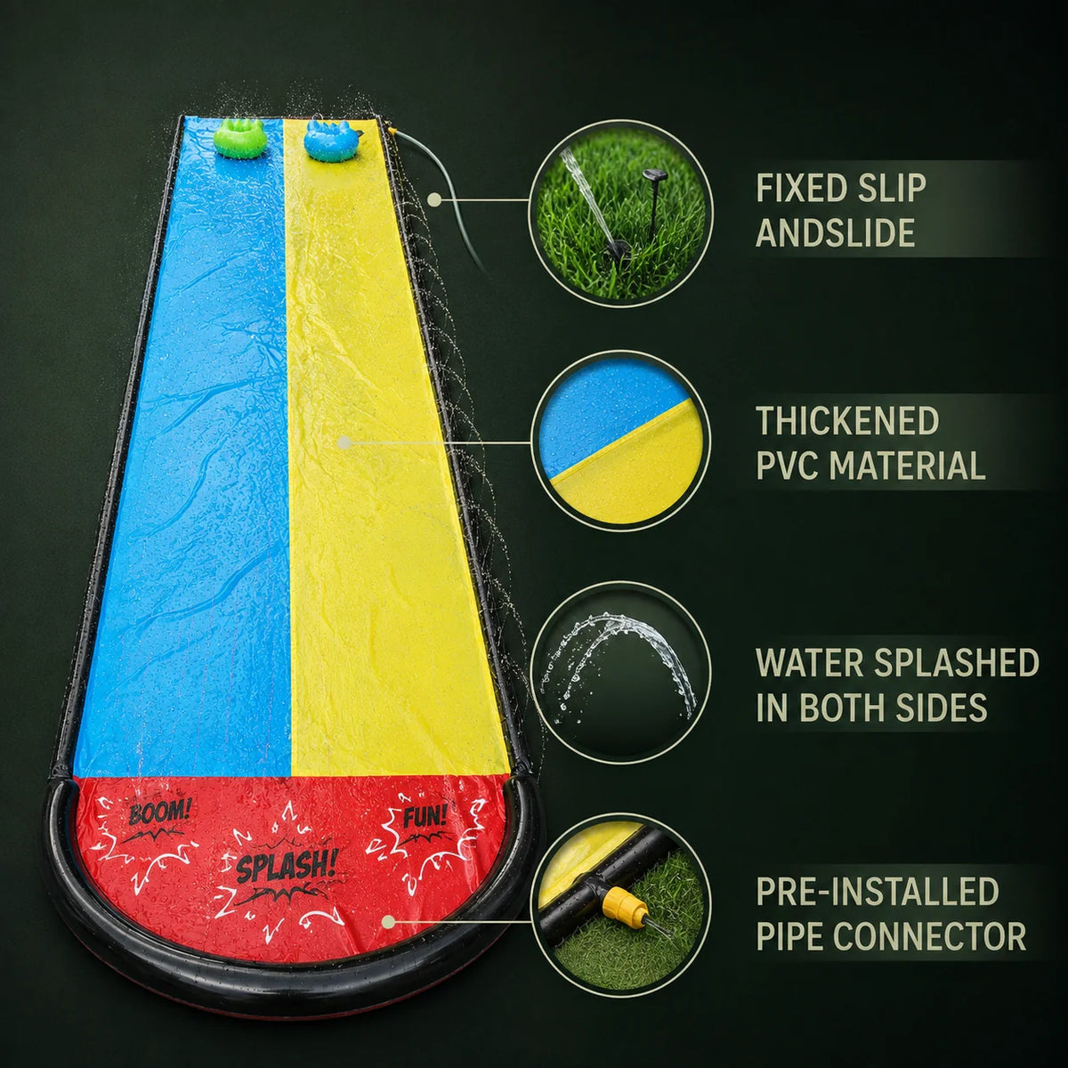 Inflatable Slip And Slide 16 Ft Cushioned Landing
