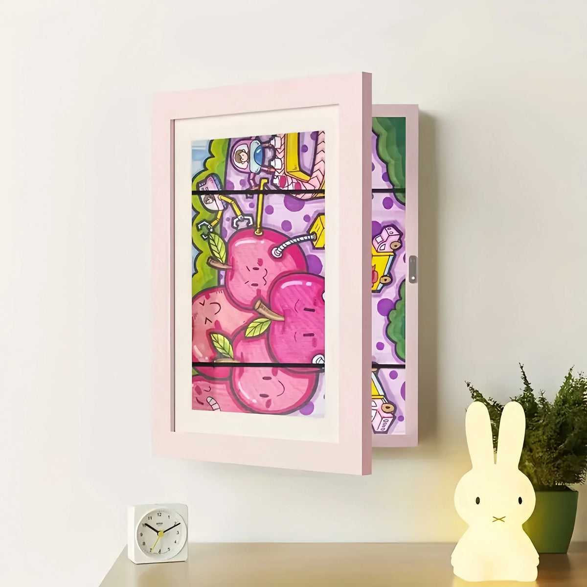 Kids Art Frame Rotating Display Magnetic Latch & 150-Sheet Storage