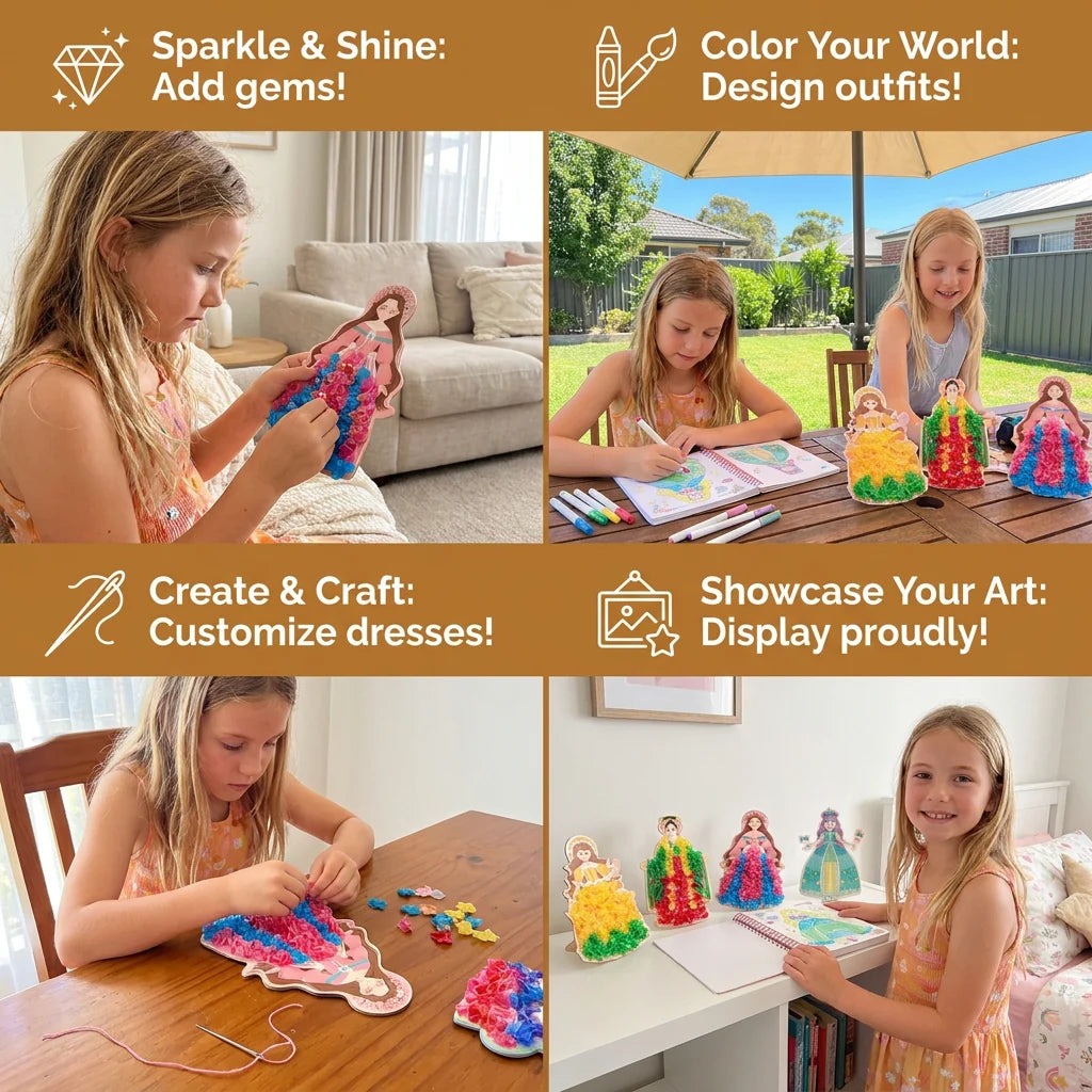 Kids Coloring Book Spiral-Bound Princess Dress Templates
