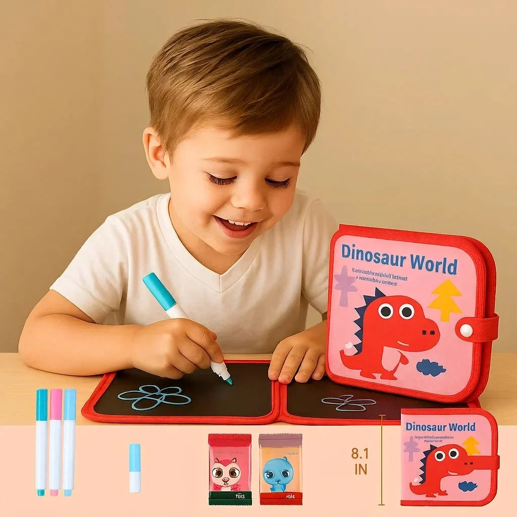 Kids Drawing Book Wipe-Clean Reusable Travel Size