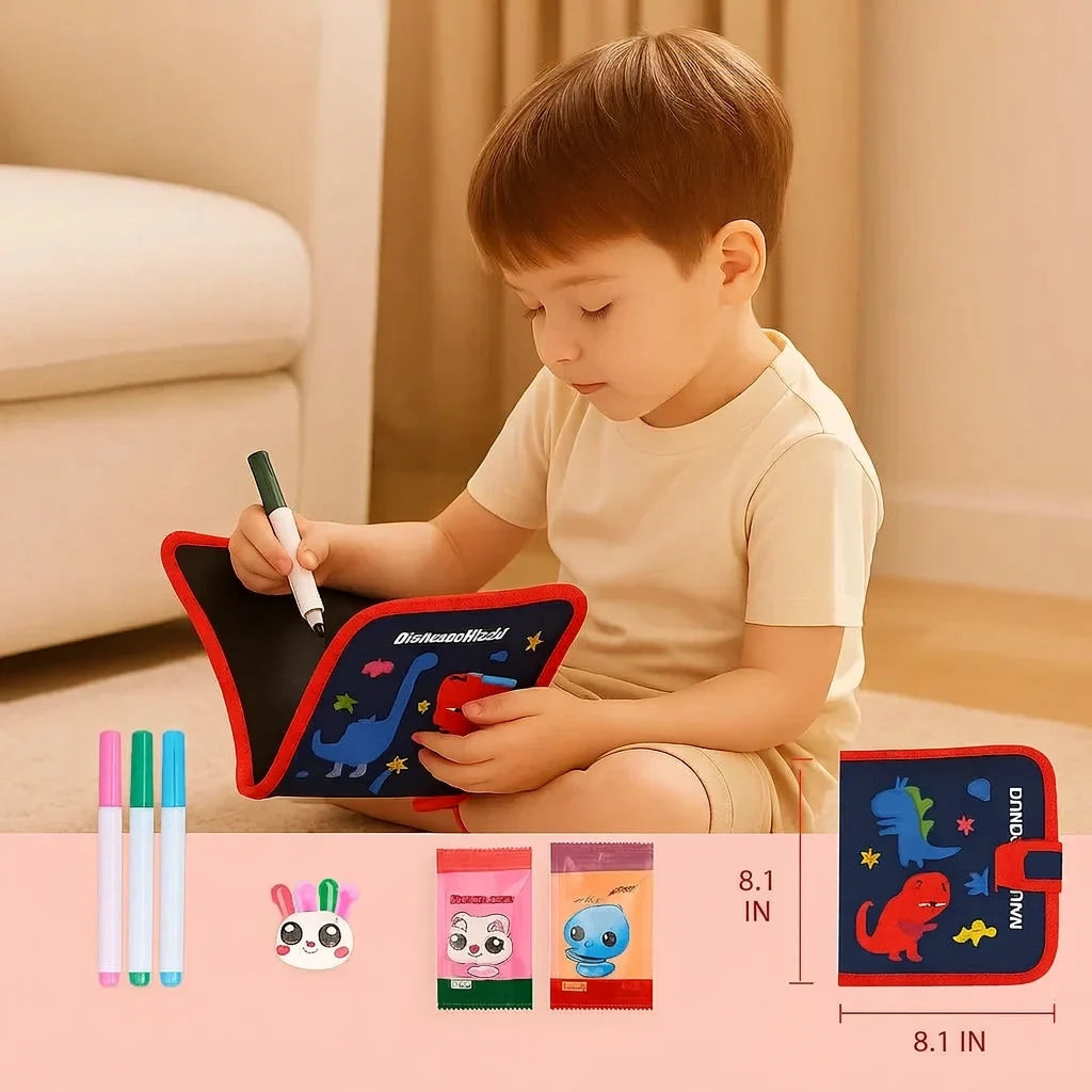 Kids Drawing Book Wipe-Clean Reusable Travel Size