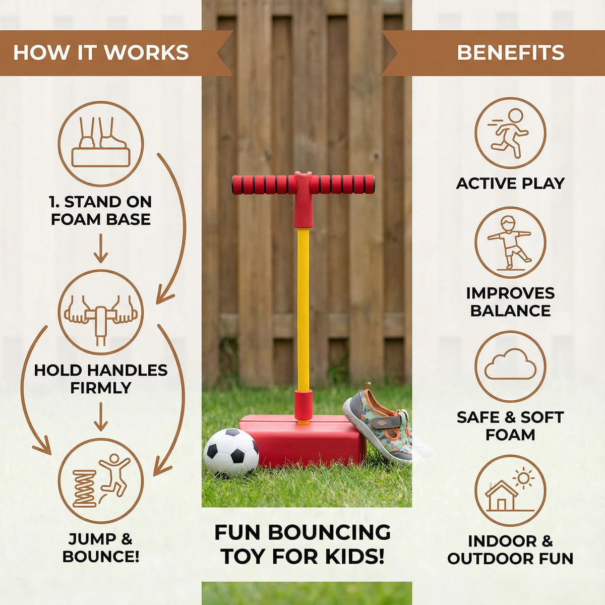 Kids Pogo Jumper Foam Base Non-Slip Footpad