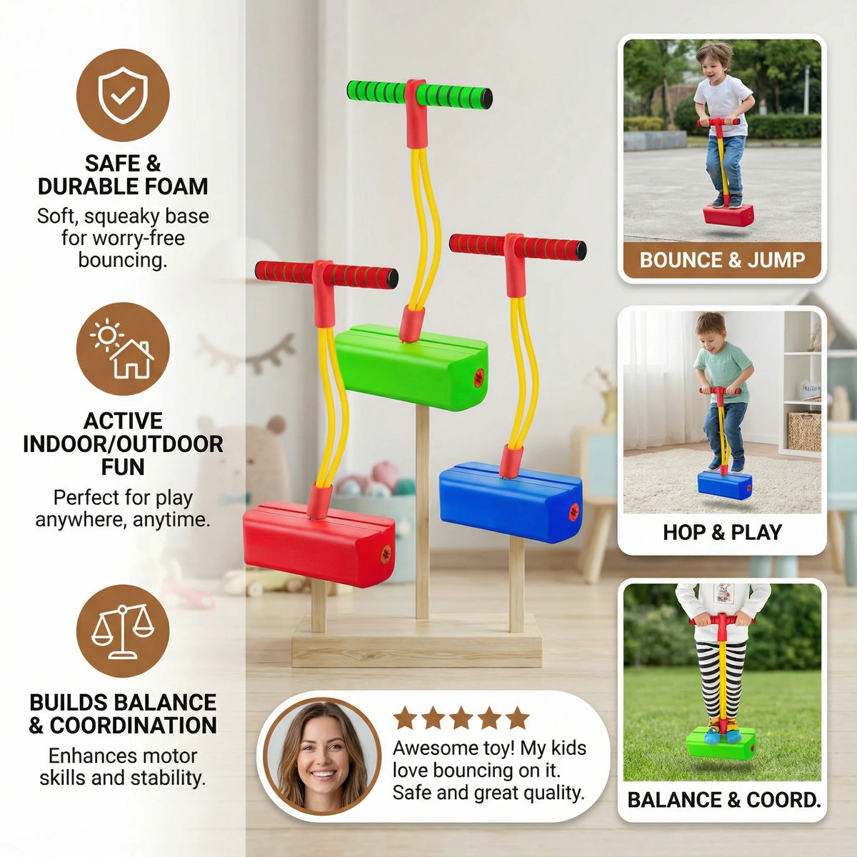 Kids Pogo Jumper Foam Base Non-Slip Footpad