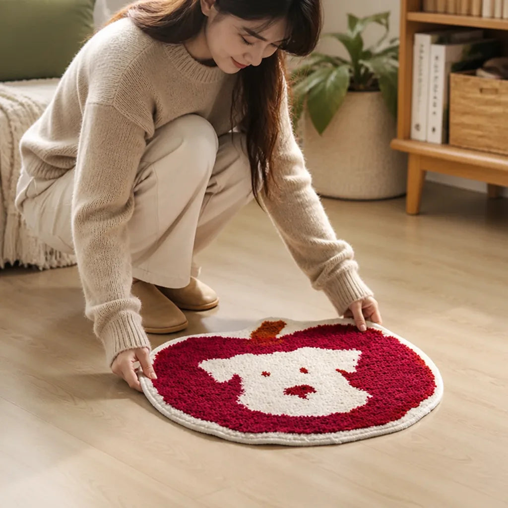 Kids Rug Apple-Shaped Tufted Microfiber Non-Slip
