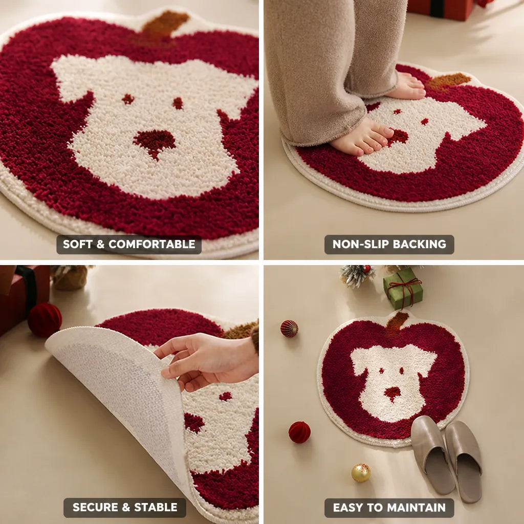 Kids Rug Apple-Shaped Tufted Microfiber Non-Slip