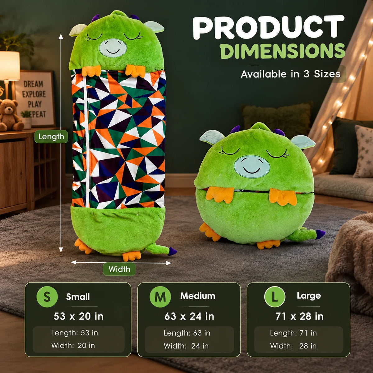 Kids Sleeping Bag Plush Breathable Roll Up