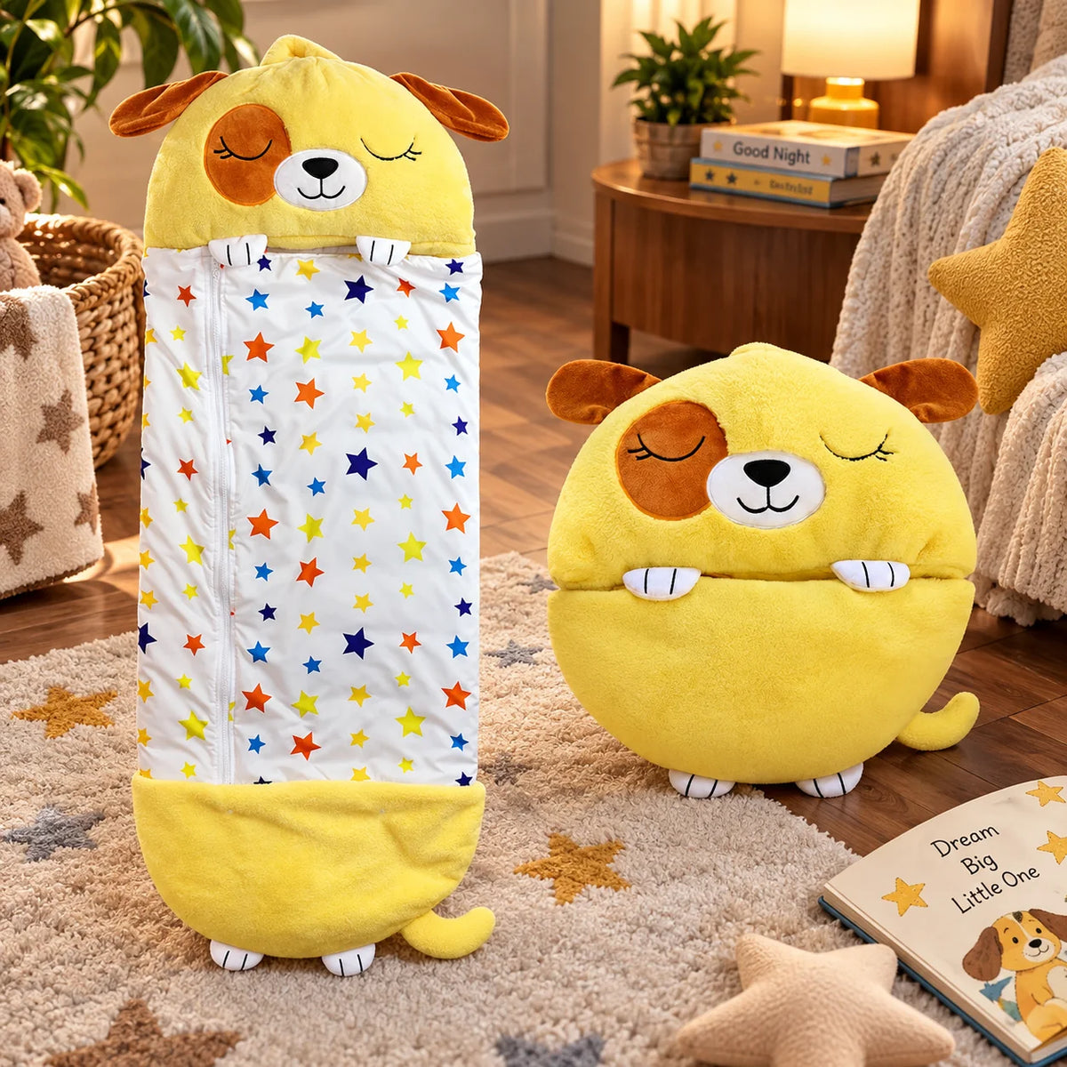 Kids Sleeping Bag Plush Breathable Roll Up