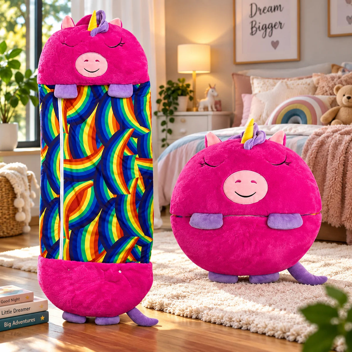 Kids Sleeping Bag Plush Breathable Roll Up