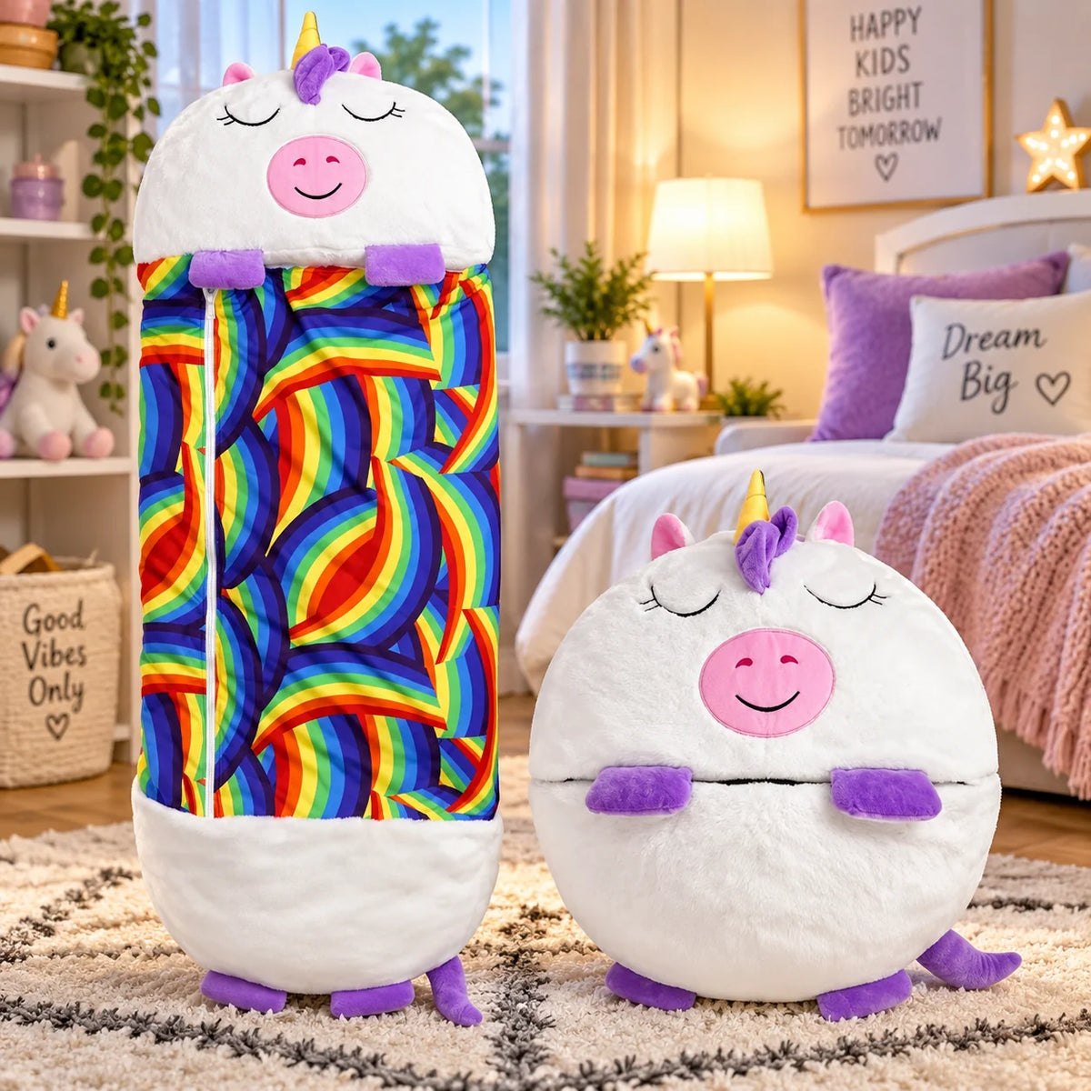 Kids Sleeping Bag Plush Breathable Roll Up