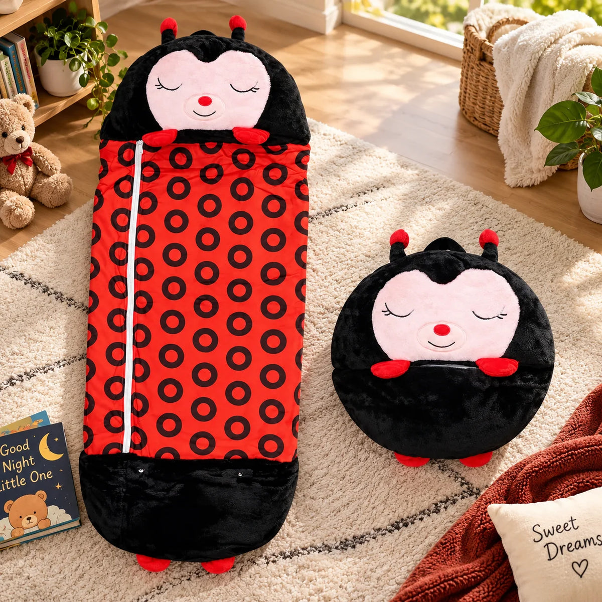 Kids Sleeping Bag Plush Breathable Roll Up
