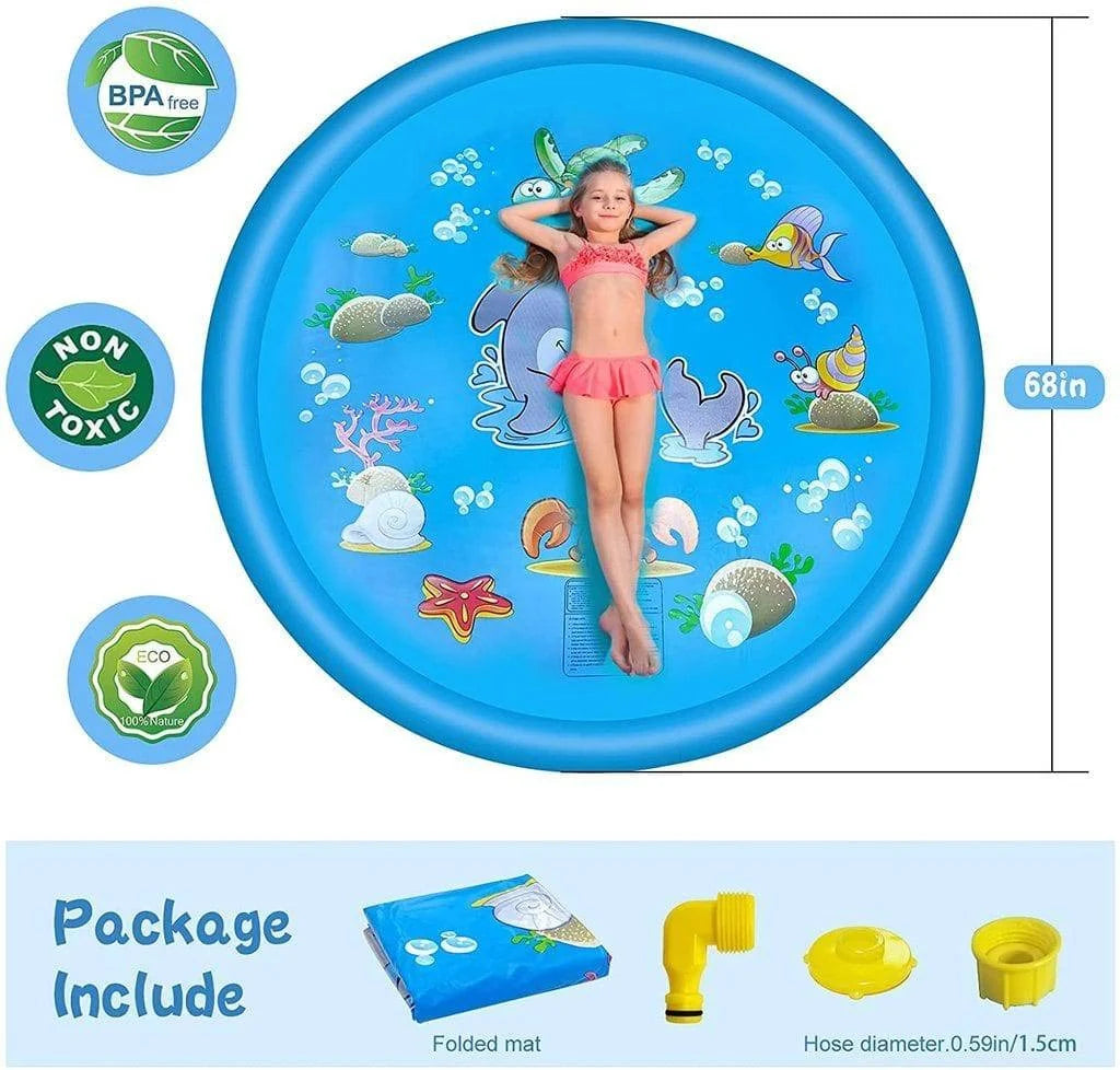 Kids Splash Pad Adjustable Spray Height Inflatable Edge