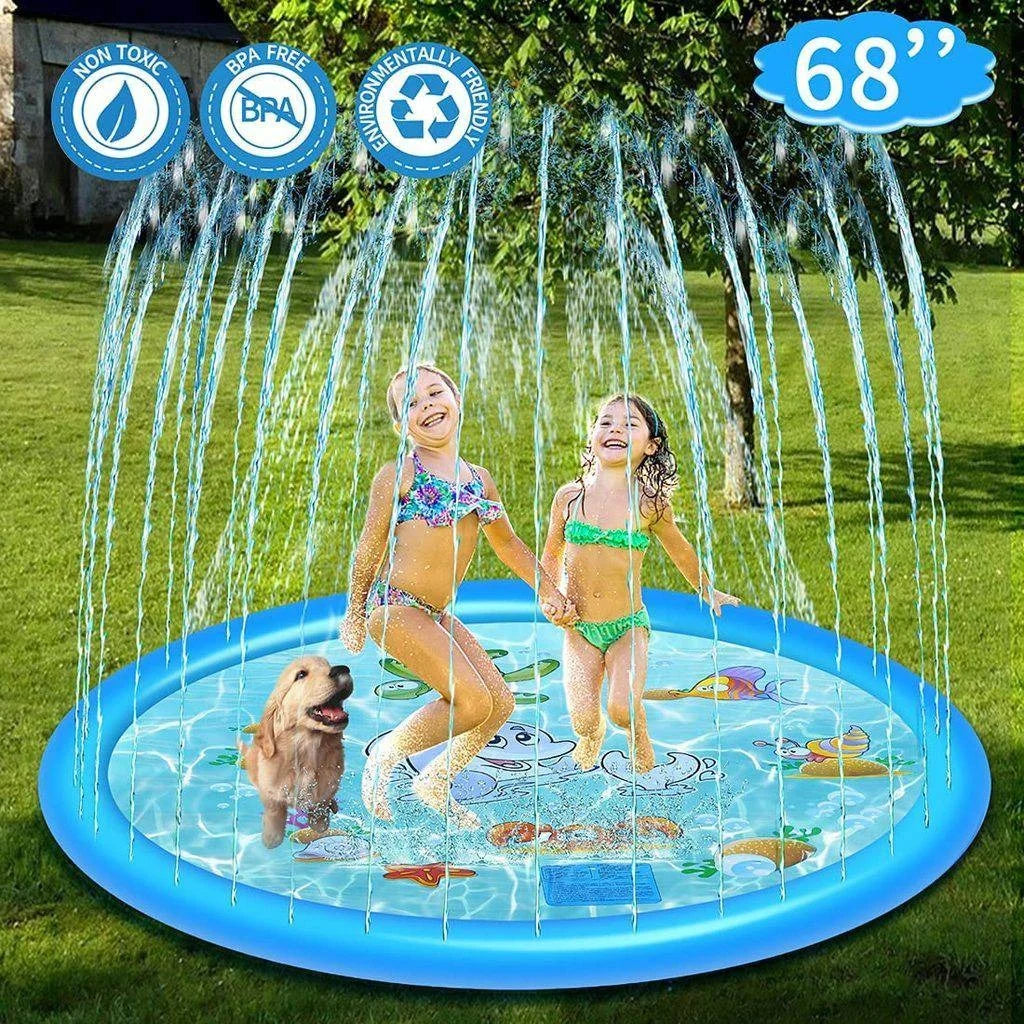Kids Splash Pad Adjustable Spray Height Inflatable Edge